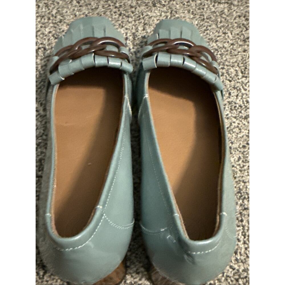 Womens French Square Toe Block Heel Party Shoes Patent Leather Tassel Work Shoes - Picture 7 of 7